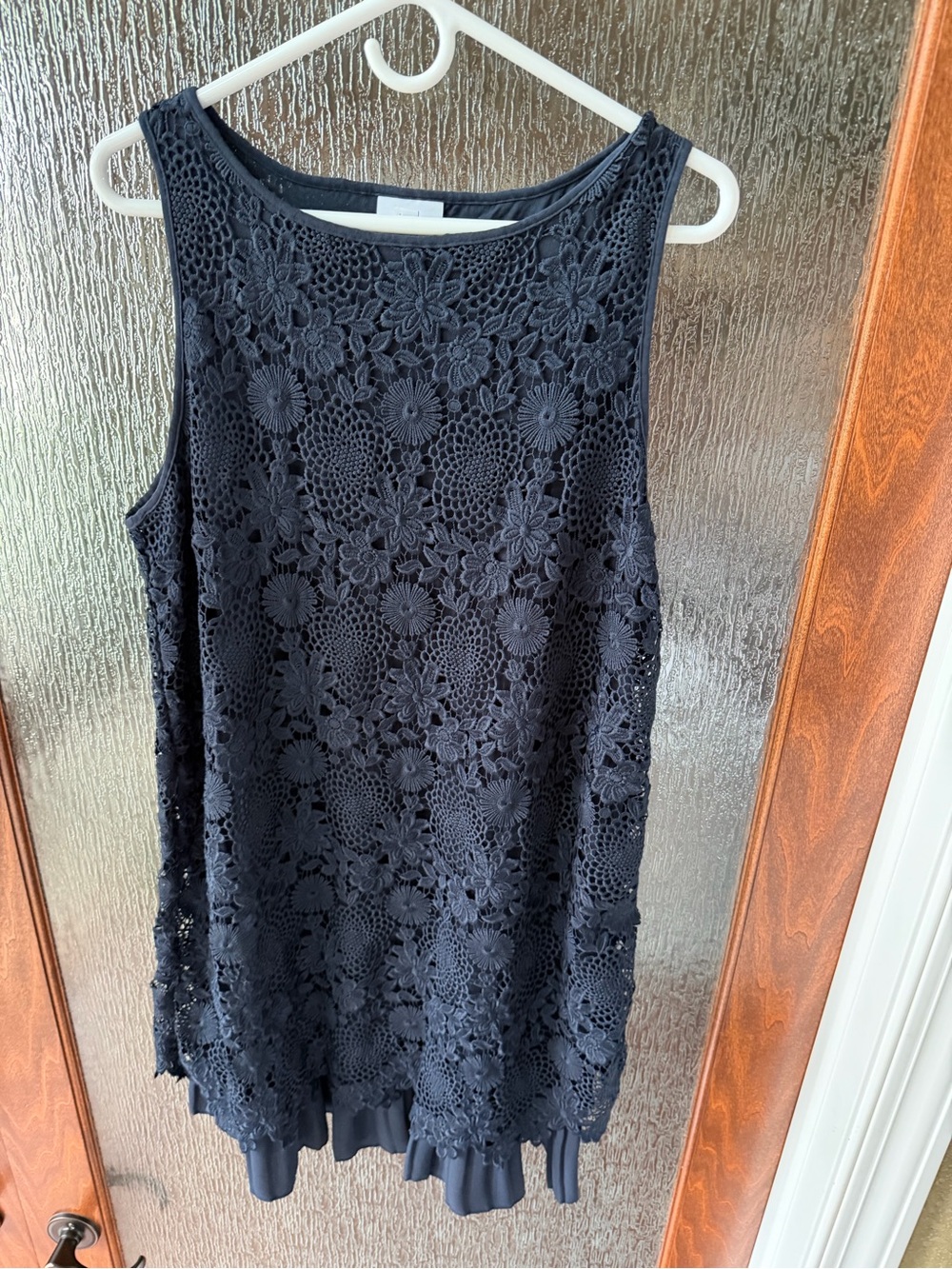 J. Jill Large Floral Crochet Overlay Tank Dress – Feminine & Easy Layering